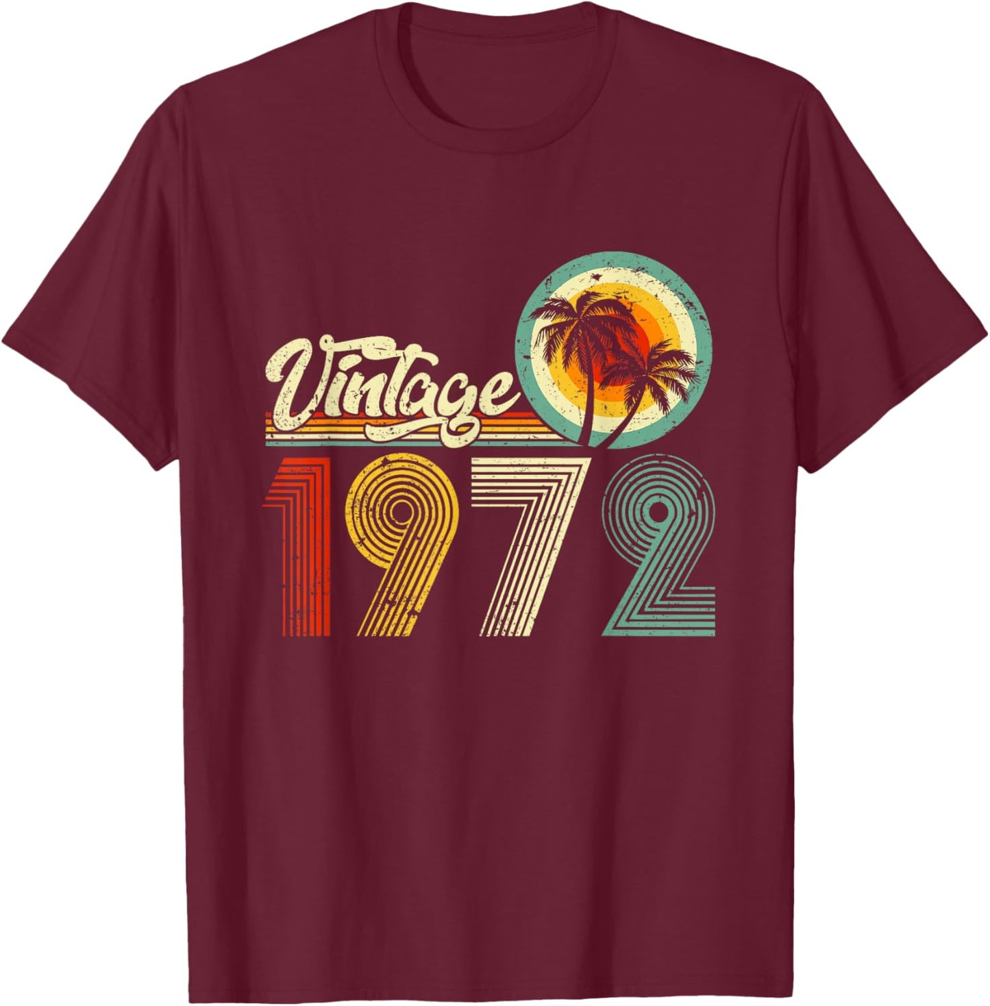 50 Year Old Gift Men Women Vintage 1972 50th Birthday Retro T-Shirt - T-Shirt | Maroon