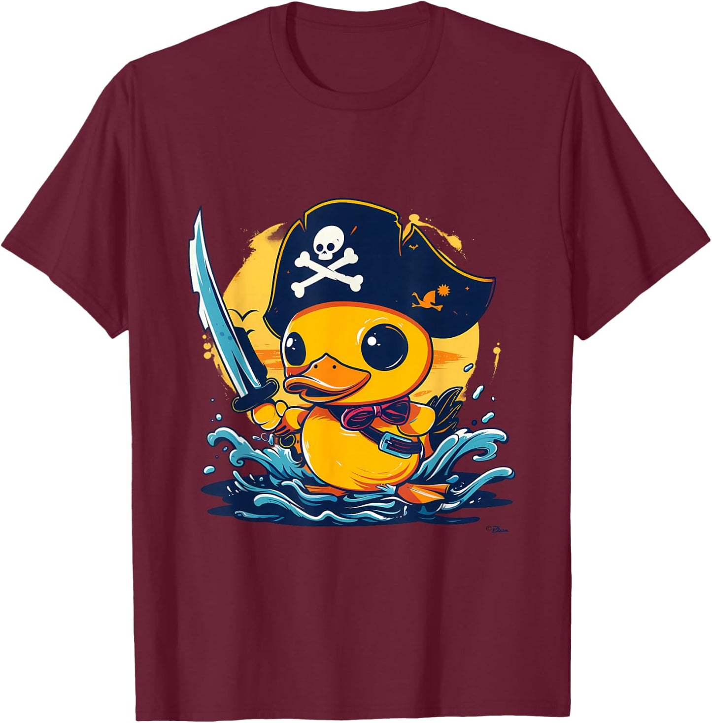 Rubber Duck Pirate Artwork Funny Rubber Duck Rubber Duckling T-Shirt - T-Shirt | Maroon