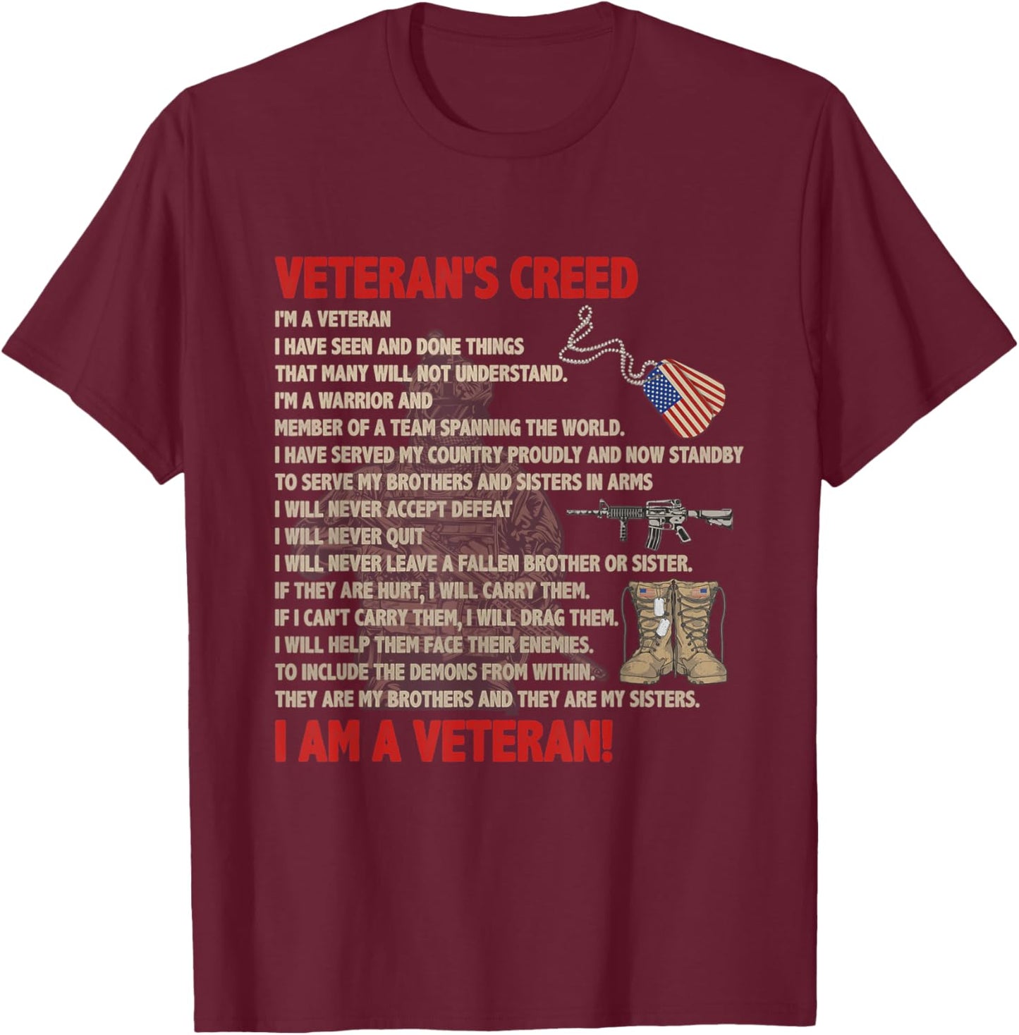 Veteran's creed I'm a veteran Proudly And Now Standby T-Shirt - T-Shirt | Maroon