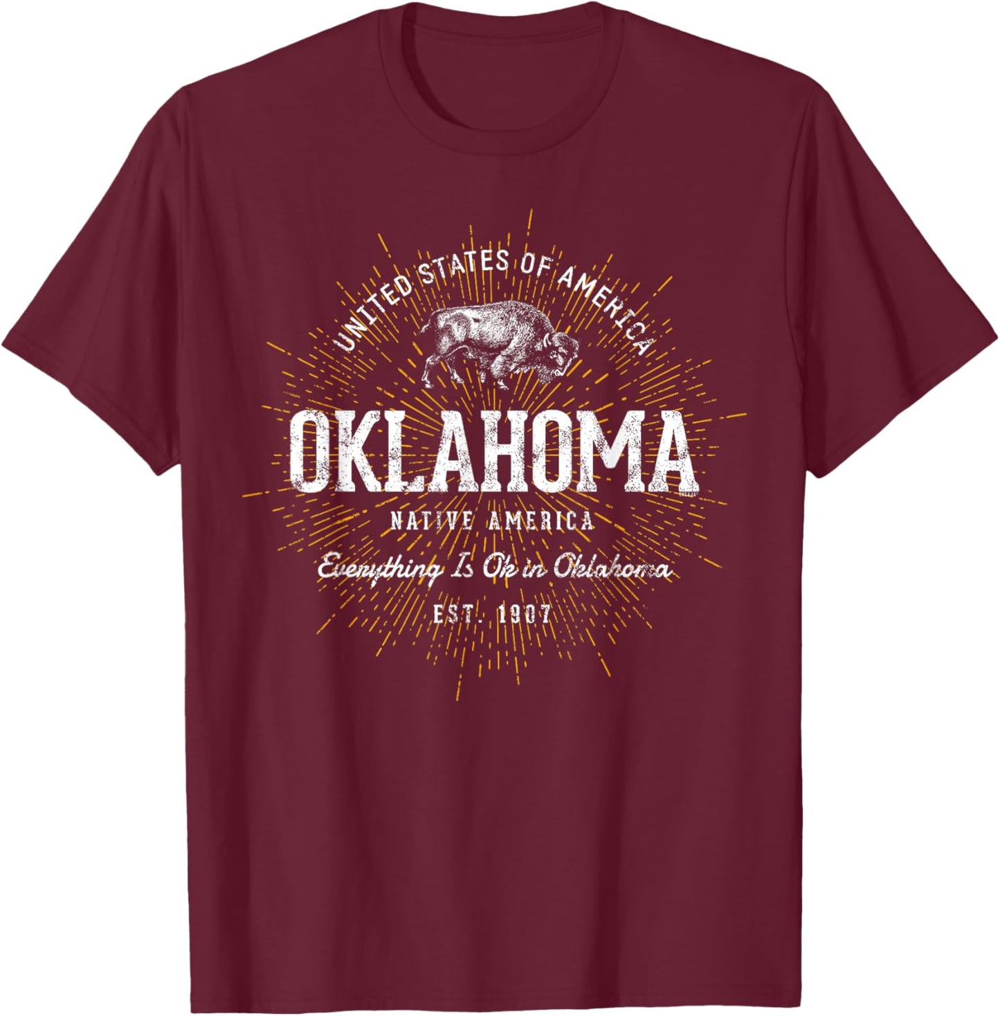Vintage State of Oklahoma Retro T-Shirt - T-Shirt | Maroon