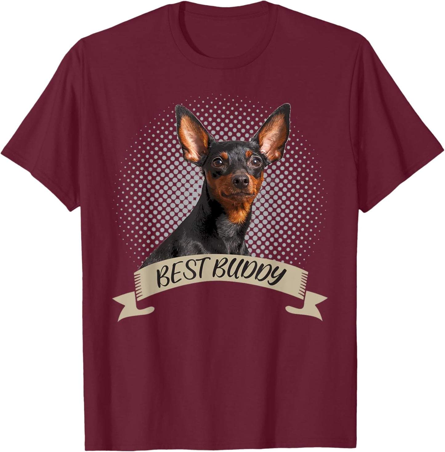 Miniature Pinscher Best Buddy Pet Portrait T-Shirt - T-Shirt | Maroon