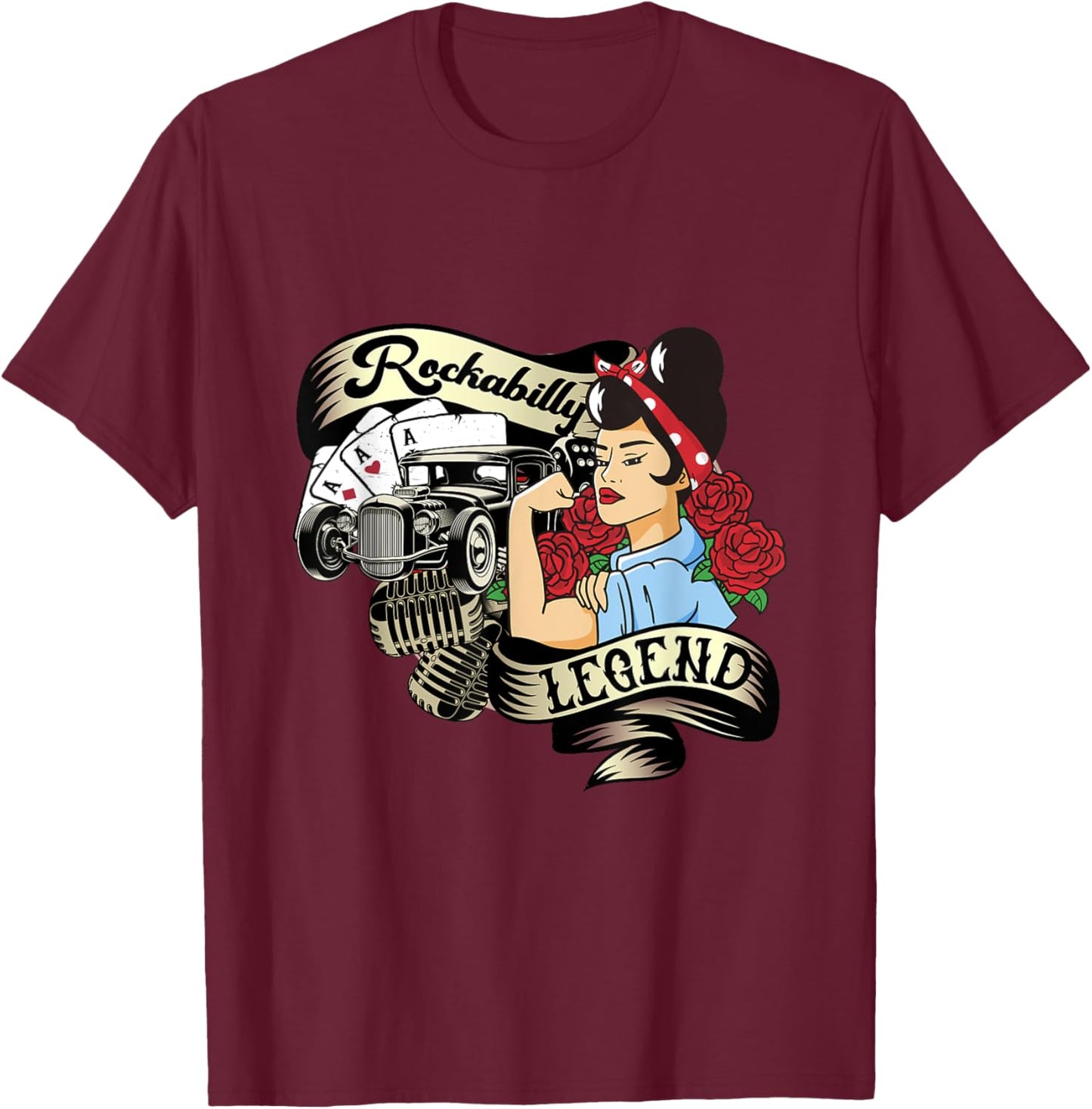Vintage 50s RnR Design - Rockabilly Legend T-Shirt - T-Shirt | Maroon