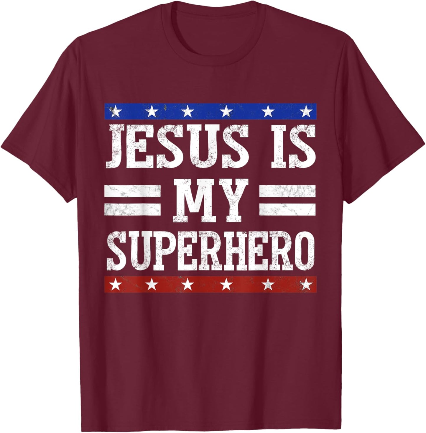 Vintage Jesus is My Superhero Fun Christian Religious T-Shirt - T-Shirt | Maroon