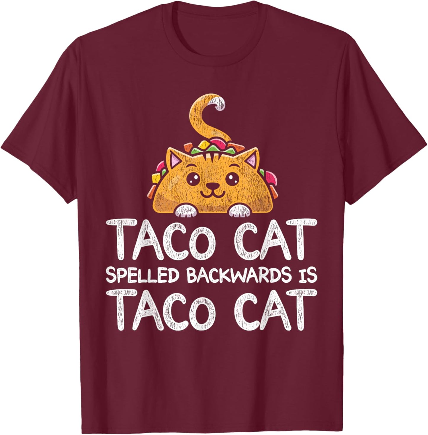 Funny Taco Cat Foodie Cat Animal Mexican Food Taco T-Shirt - T-Shirt | Maroon
