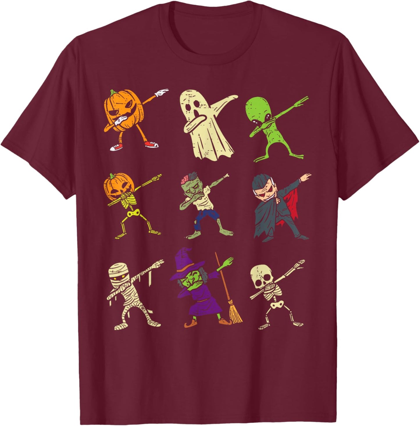 Dab Pumpkin Skeleton Ghost Alien Zombie Halloween Boys Kids T-Shirt - T-Shirt | Maroon