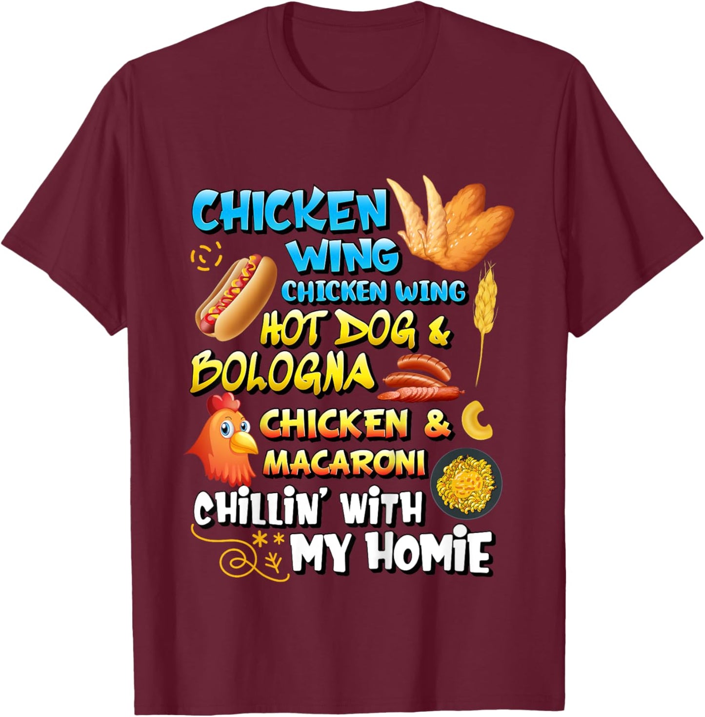 Viral Chicken Wing Chicken Wing Hot Dog Bologna Song lyric for Kids T-Shirt - T-Shirt | Maroon