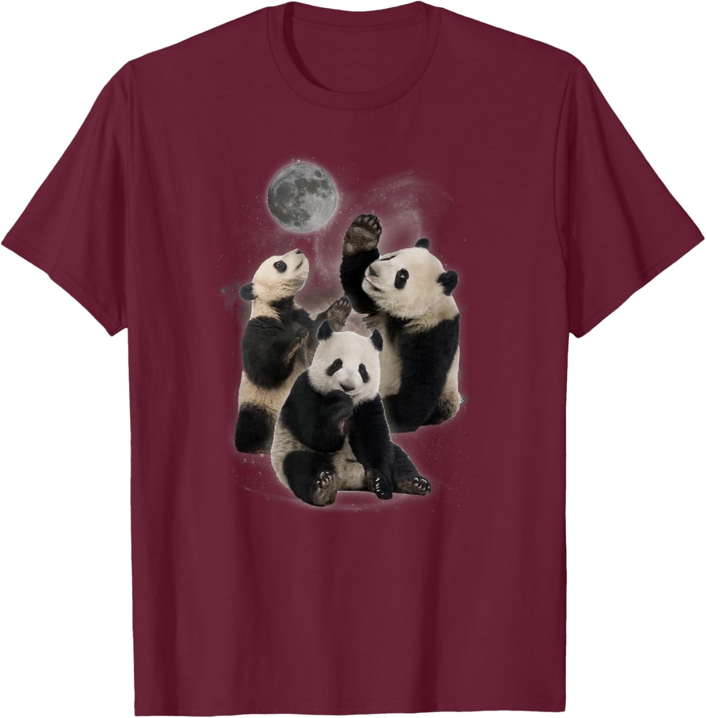 Howling at the Moon Shirt - Funny Panda Shirt - Panda Black T-Shirt - T-Shirt | Maroon