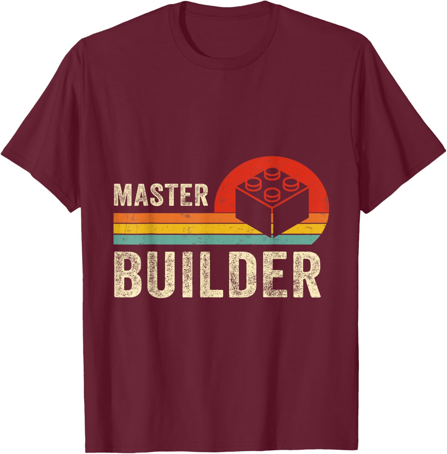 Master Builder Funny Building Blocks for Kids and Adults T-Shirt - T-Shirt | Maroon