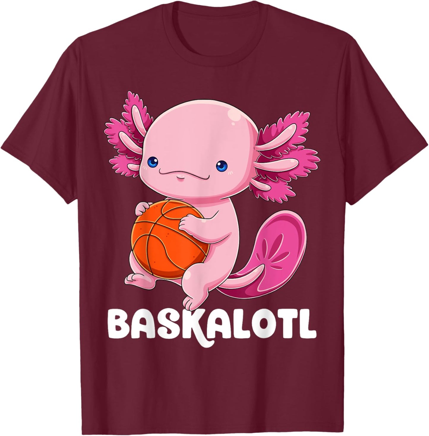Axolotl Basketball Player Baskalotl Mexican Salamander Fish T-Shirt - T-Shirt | Maroon