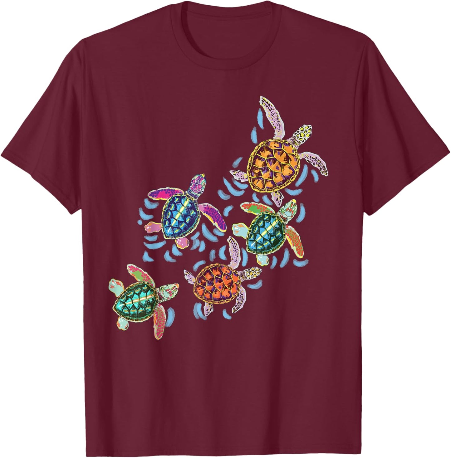 Hawaiian Colors Sea Turtle Gifts For Kids, Girls, Men, Women T-Shirt - T-Shirt | Maroon