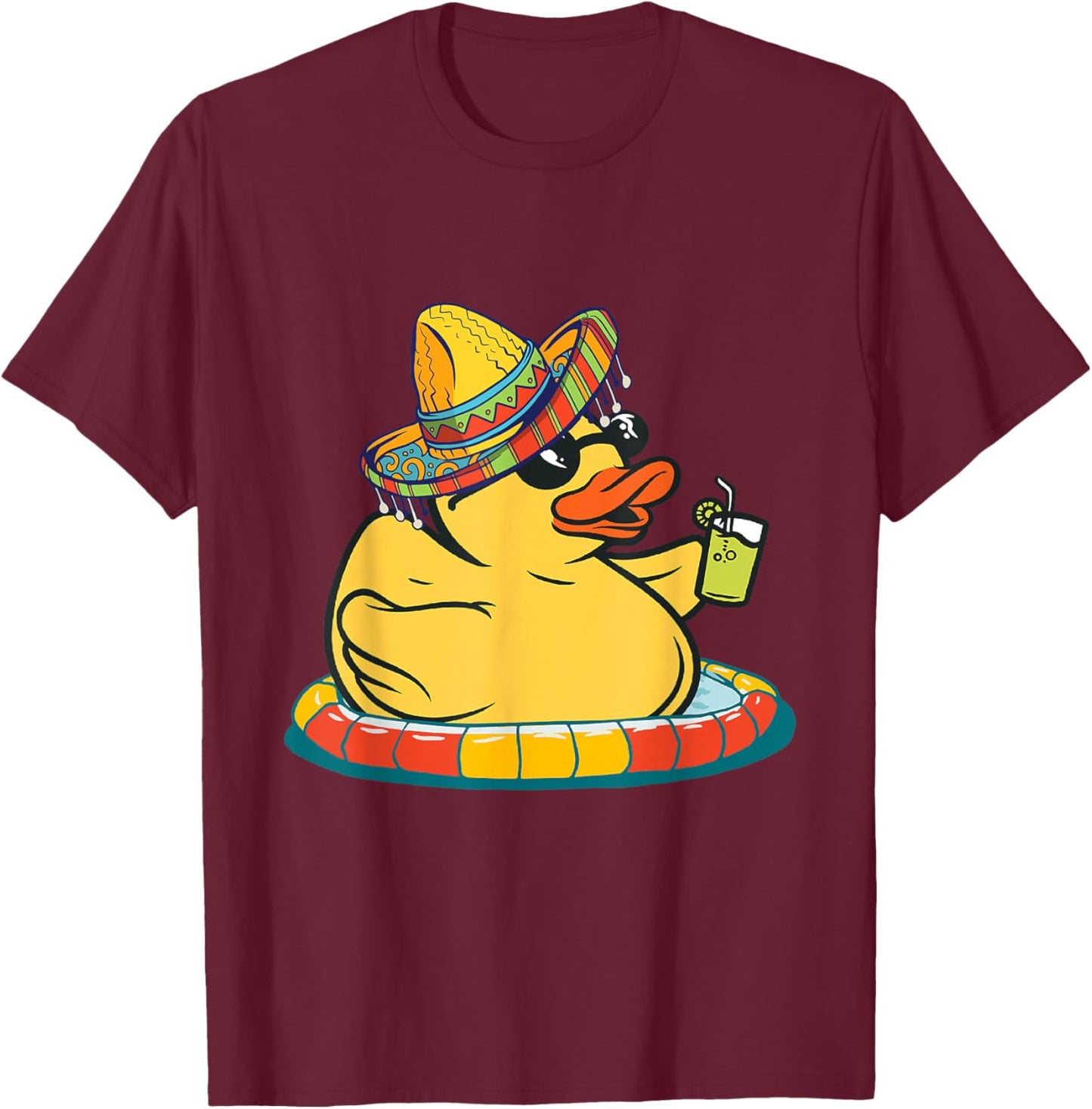 Rubber Duck Mexicano Duckling Sombrero Yellow Rubber Ducks T-Shirt - T-Shirt | Maroon