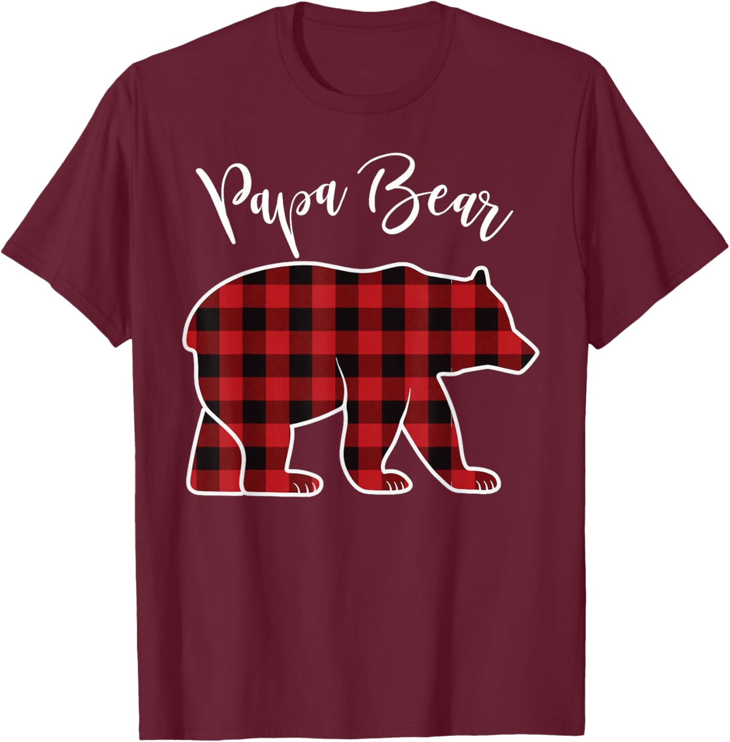 Papa Bear Pajama Red Buffalo Xmas Funny Family Christmas T-Shirt - T-Shirt | Maroon