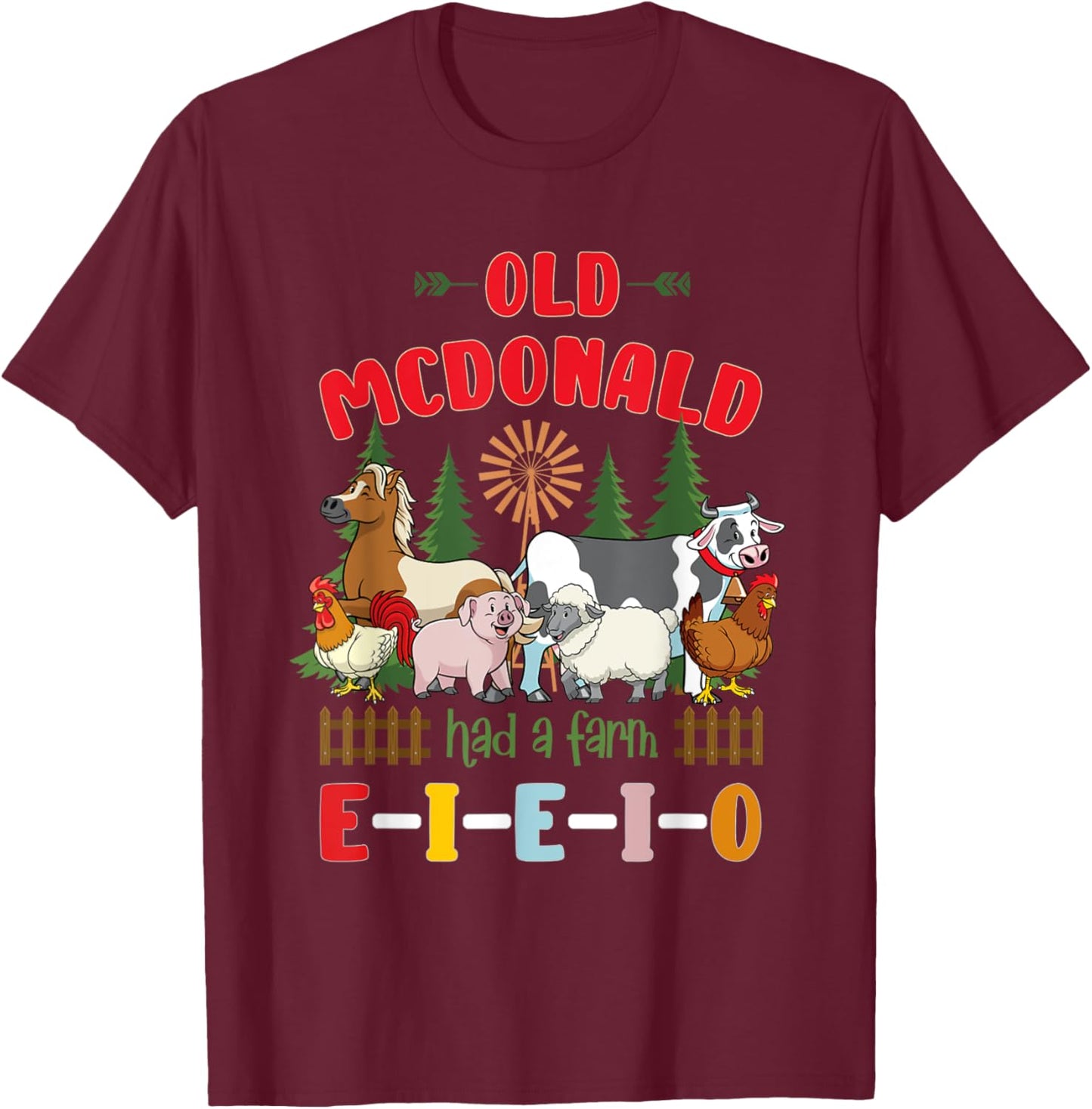 Nursery Rhymes for Kids and Toddler or Old McDonald T-Shirt - T-Shirt | Maroon