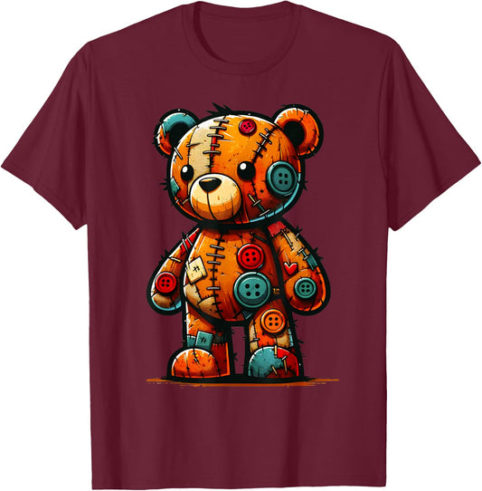 Tattered Teddy Bear Cute Teddy Bear T-Shirt - T-Shirt | Maroon