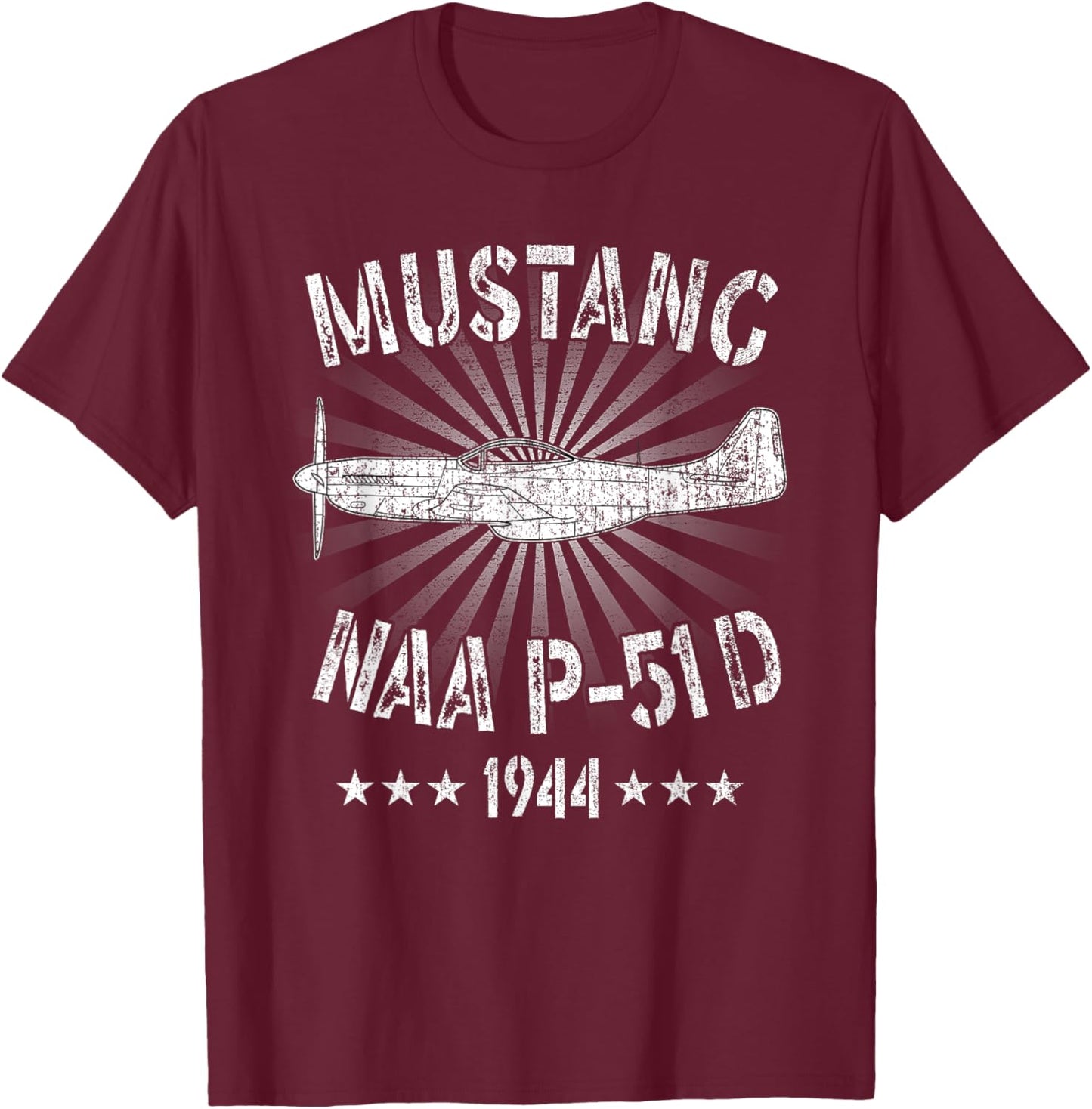 P-51D Mustang Vintage North American P 51 Fighter Warbirds T-Shirt - T-Shirt | Maroon