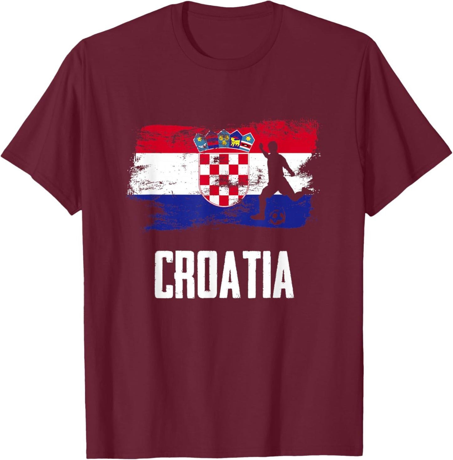 Croatia Flag Jersey Croatian Soccer Team Croatian T-Shirt - T-Shirt | Maroon