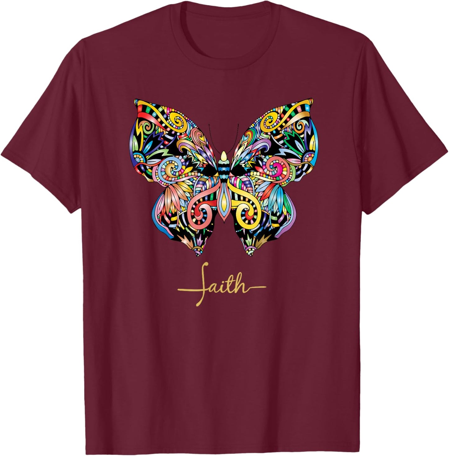 Christian T Faith bible butterfly women's T-Shirt - T-Shirt | Maroon