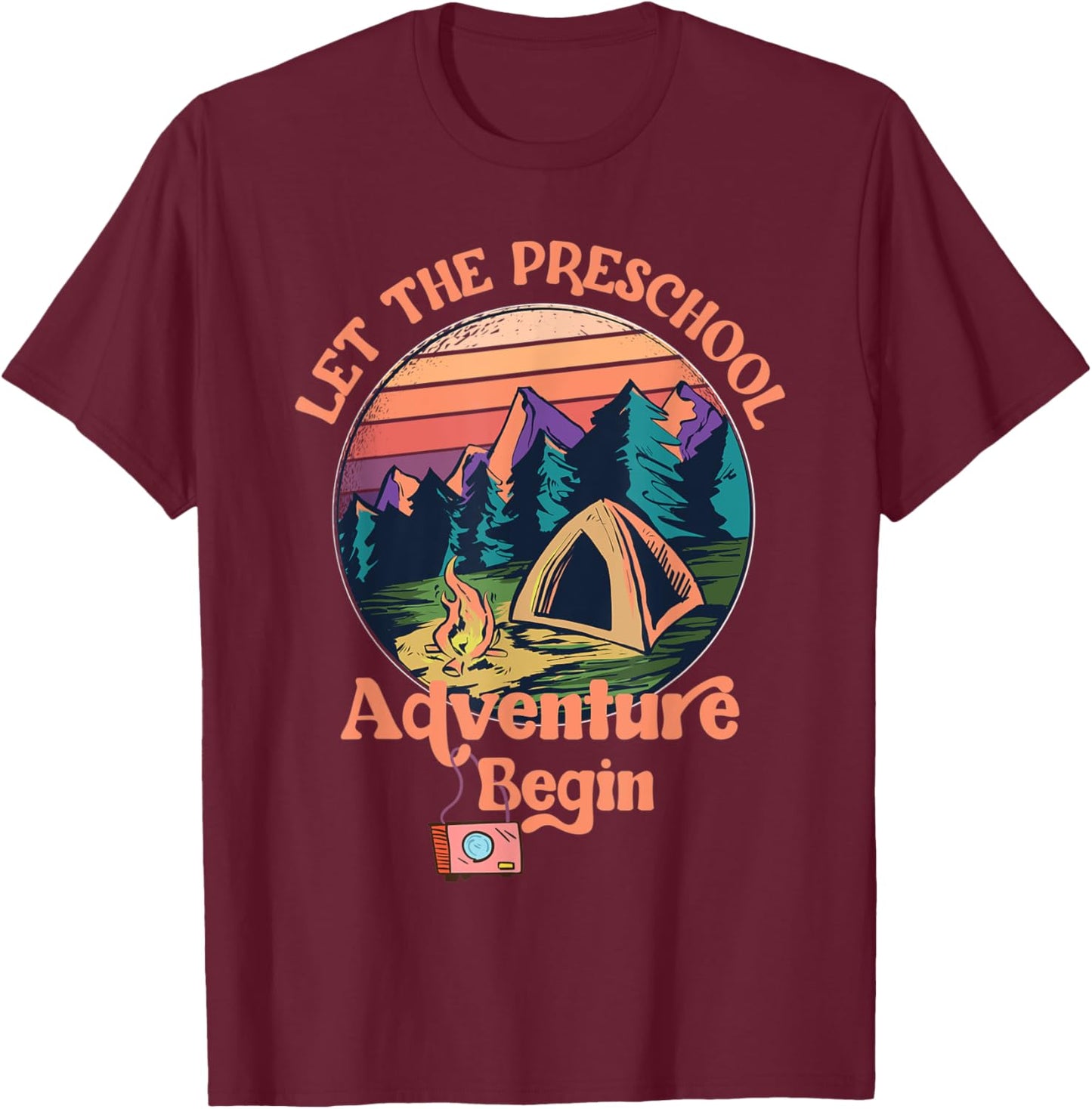 Let The Preschool Adventure Begin Back to School Teacher T-Shirt - T-Shirt | Maroon