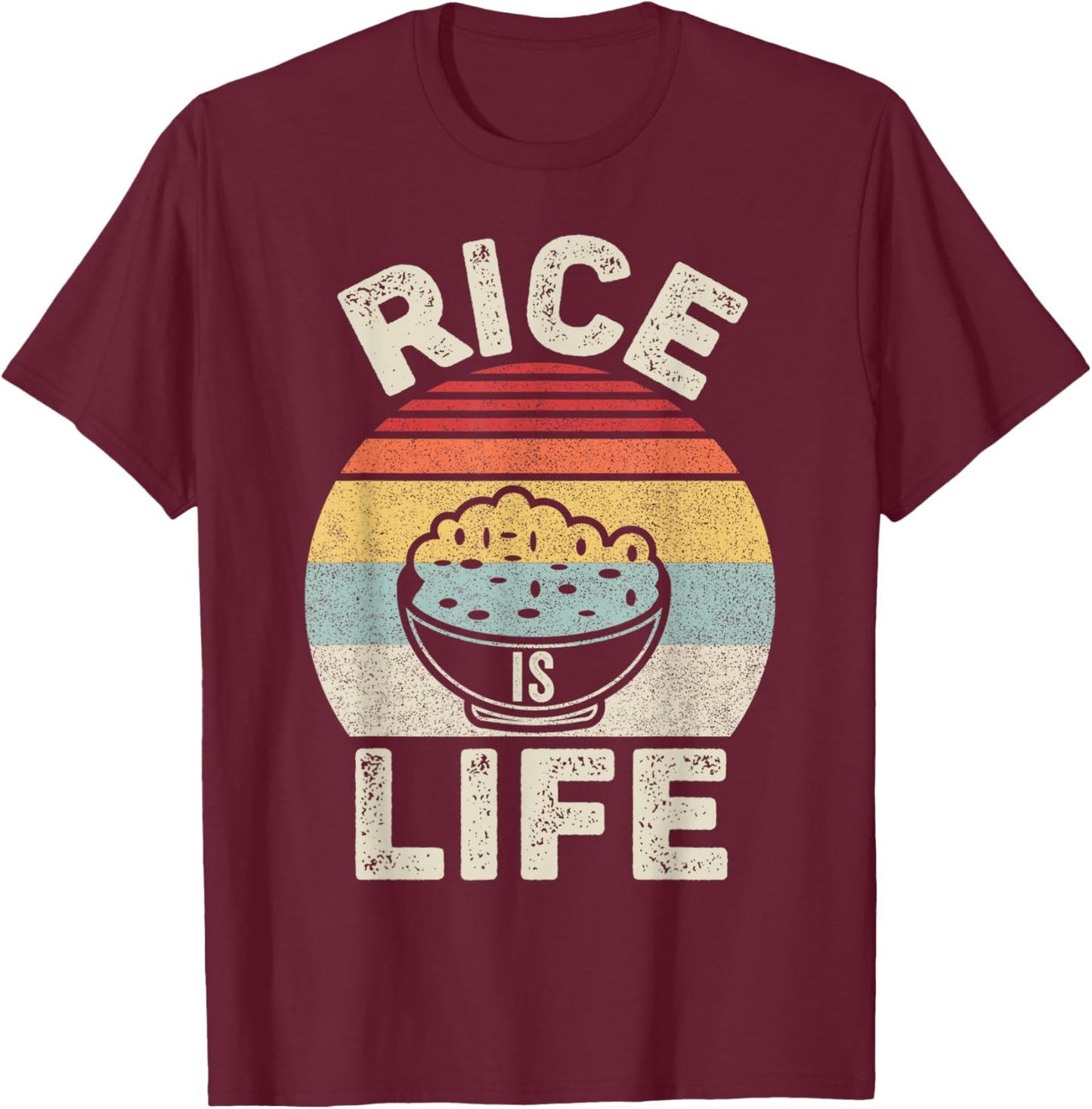 Vintage Retro Rice Is Life Filipino T-Shirt - T-Shirt | Maroon