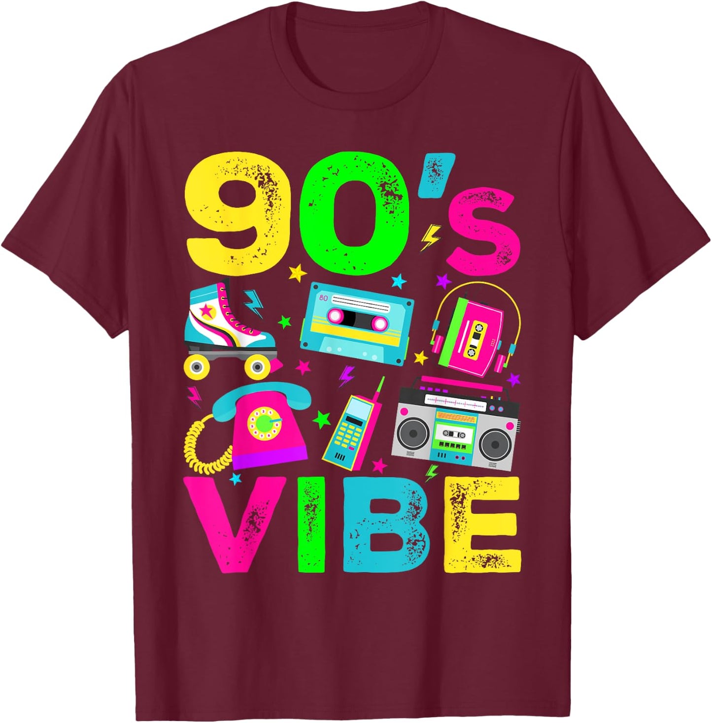 90s Vibe 1990s Vintage Style Nineties Retro Party T-Shirt - T-Shirt | Maroon