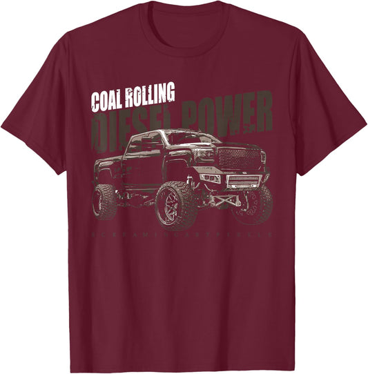 Diesel Power Coal Rolling Turbo Diesel Truck T-Shirt - T-Shirt | Maroon