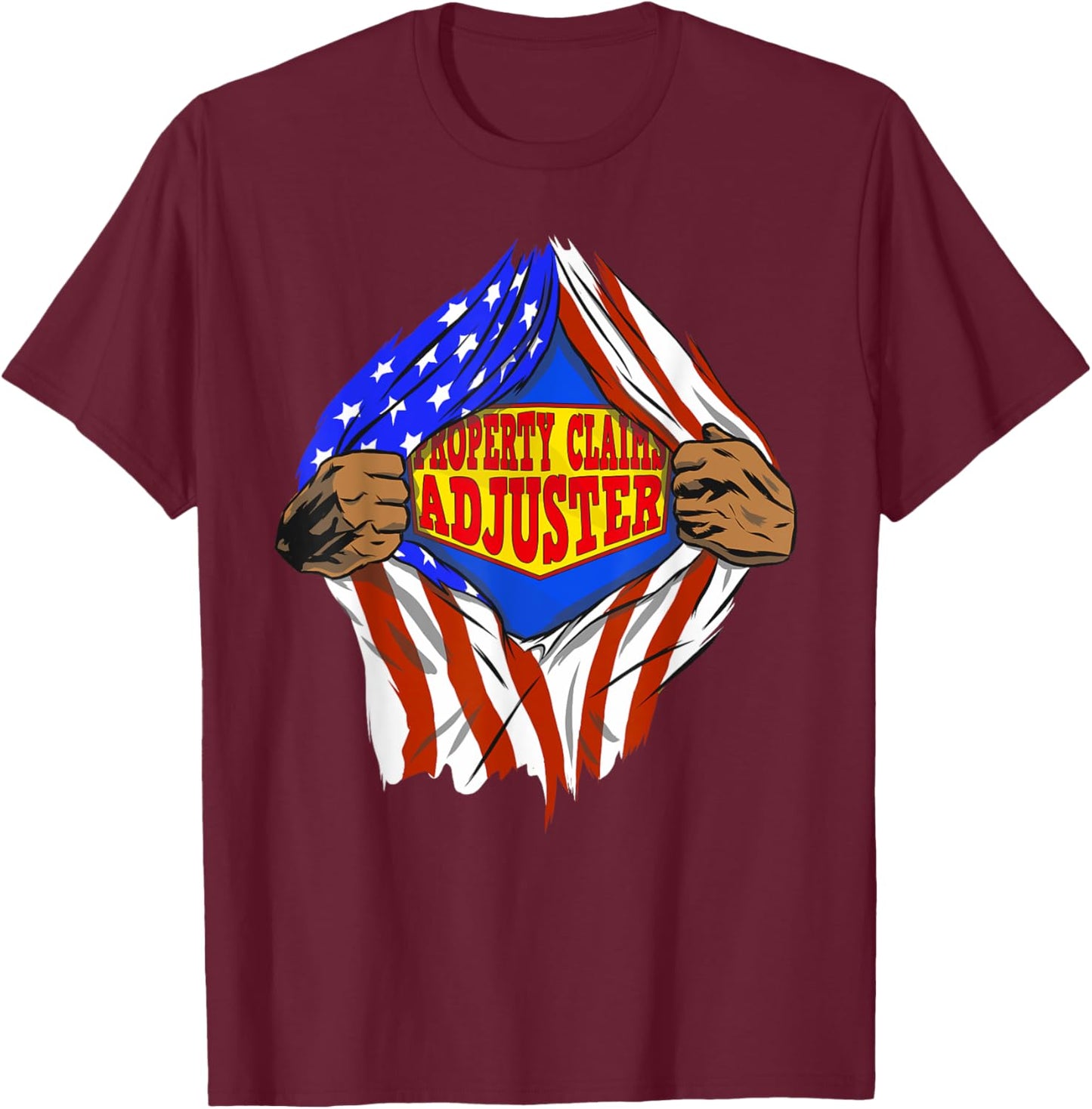 Funny Super Property Claims Adjuster Hero Job T-Shirt - T-Shirt | Maroon