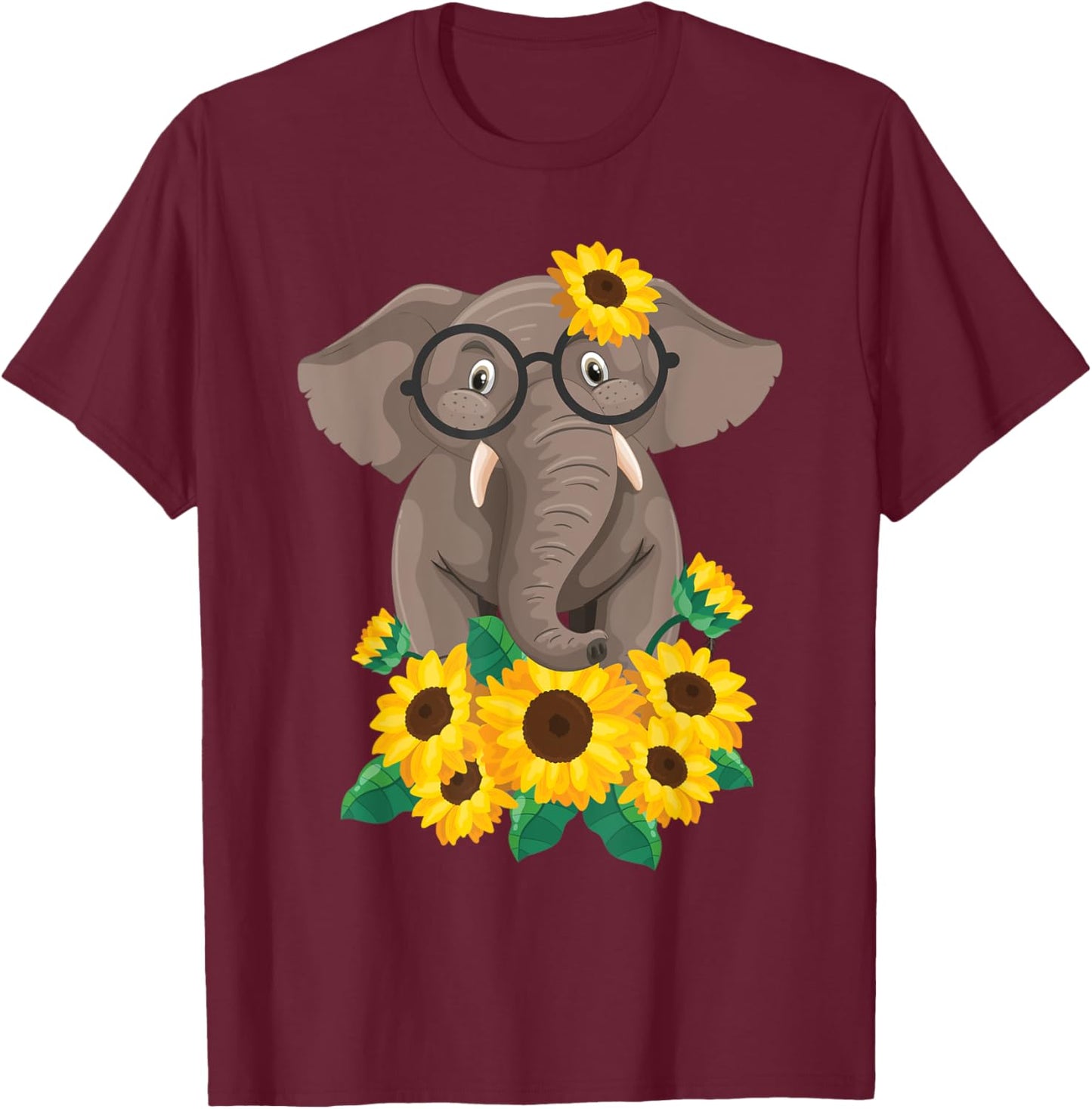 Elephant Sunflower - Zookeeper Zoologist Animal Whisperer T-Shirt - T-Shirt | Maroon
