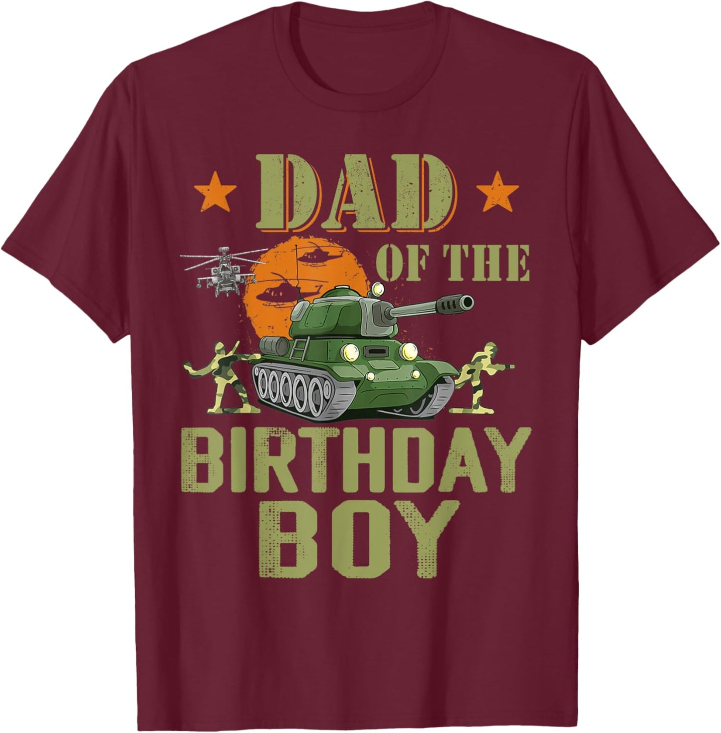 Dad Of The Birthday Boy Army Party Birthday Family T-Shirt - T-Shirt | Maroon