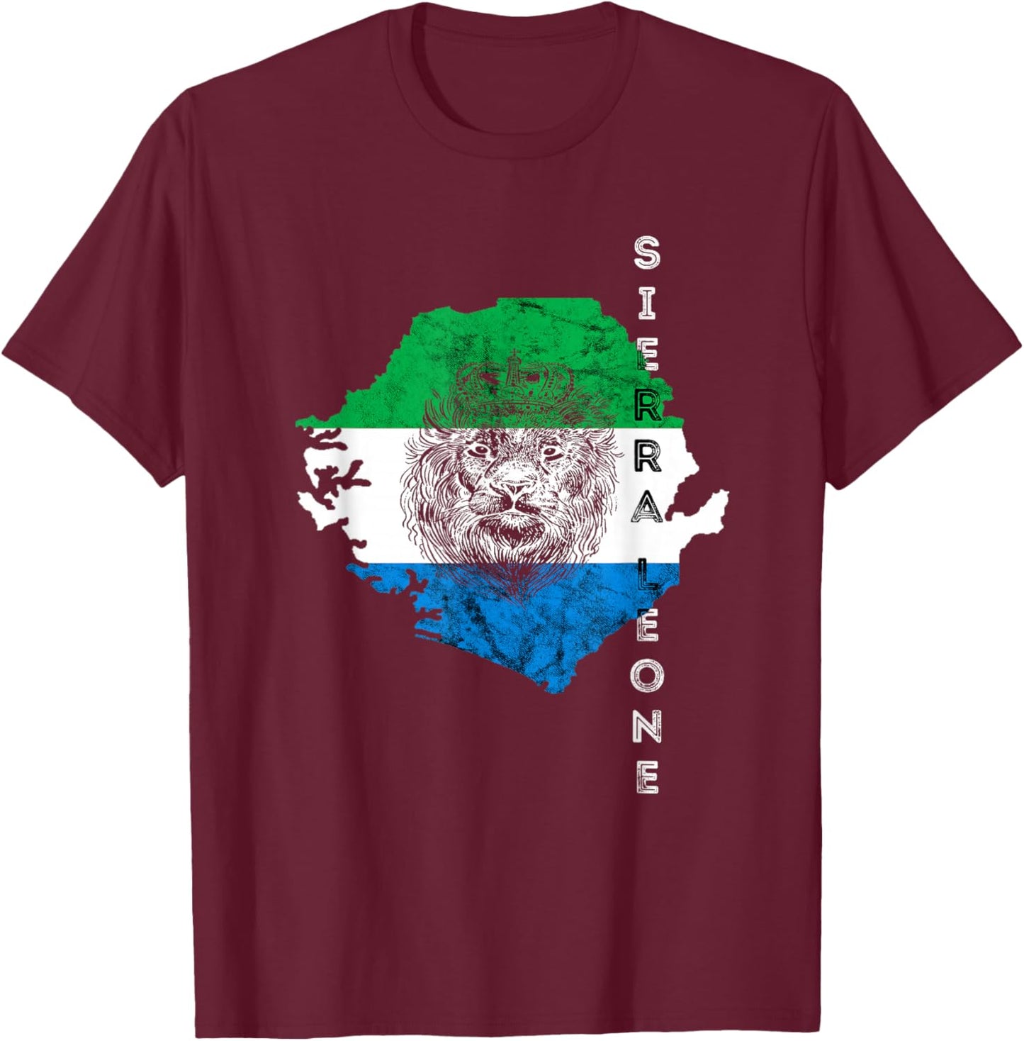Sierra Leone Sierra Leonean Flag Map Lion Pride Roots T-Shirt - T-Shirt | Maroon