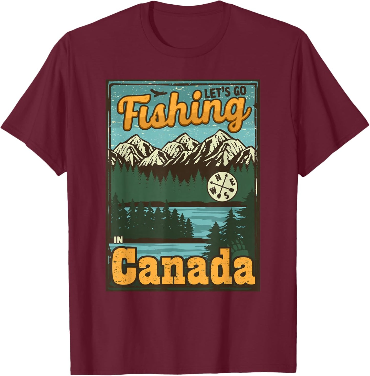 Let's go Fishing in Canada - Canada Fishing T-Shirt - T-Shirt | Maroon