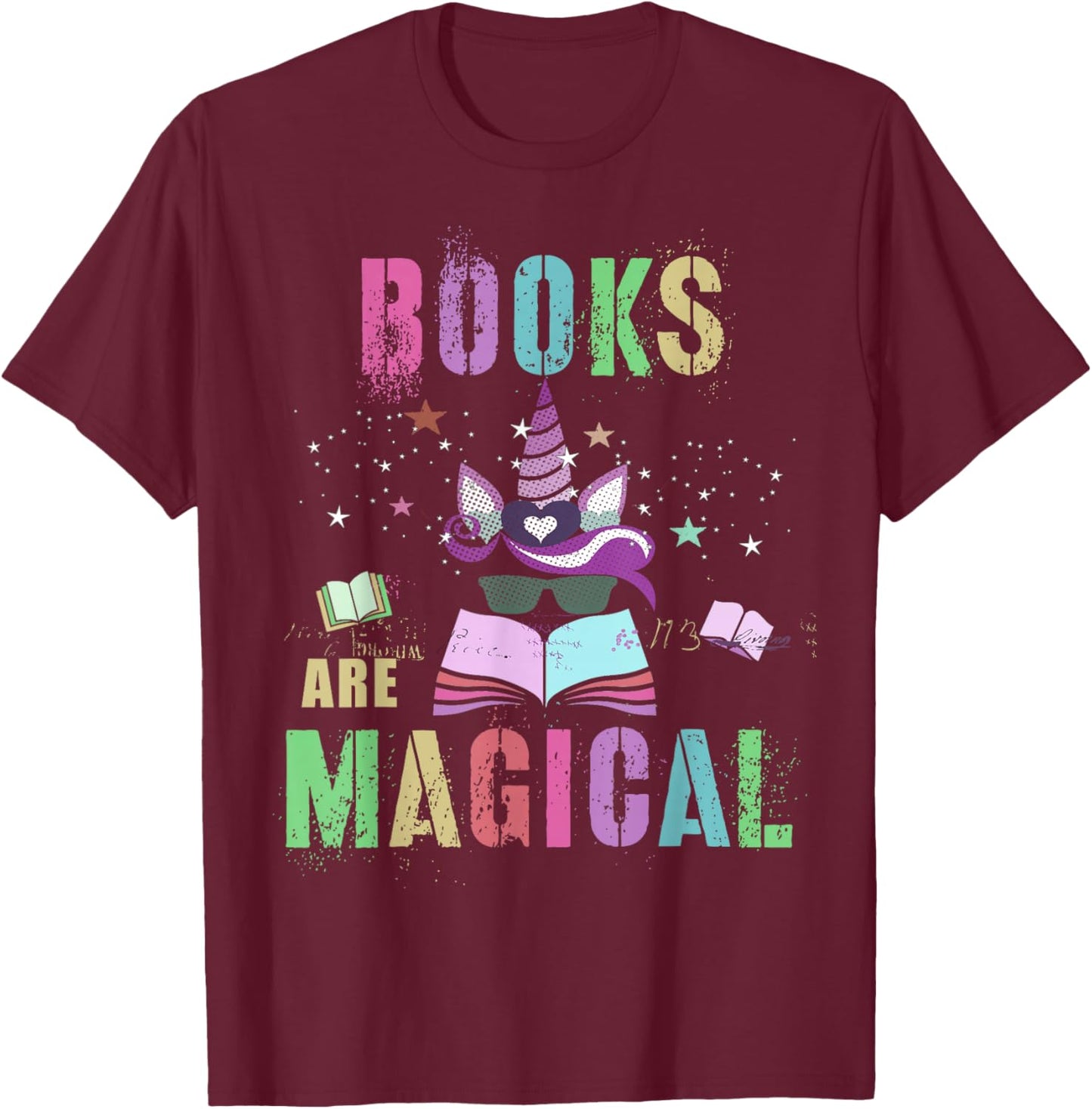 Funny BOOKS ARE MAGICAL I'm Unicorn School Library Squad Mom T-Shirt - T-Shirt | Maroon