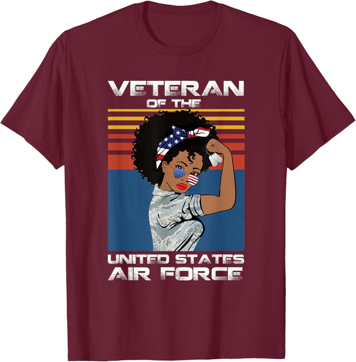 Female Veteran of The United States Air Force, USAF Veteran T-Shirt - T-Shirt | Maroon