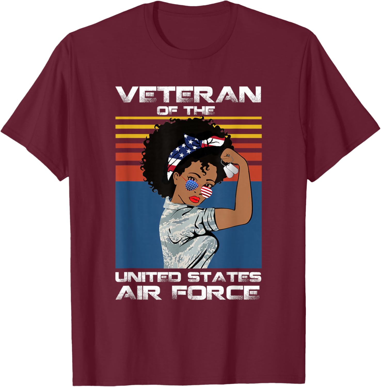 Female Veteran of The United States Air Force, USAF Veteran T-Shirt - T-Shirt | Maroon