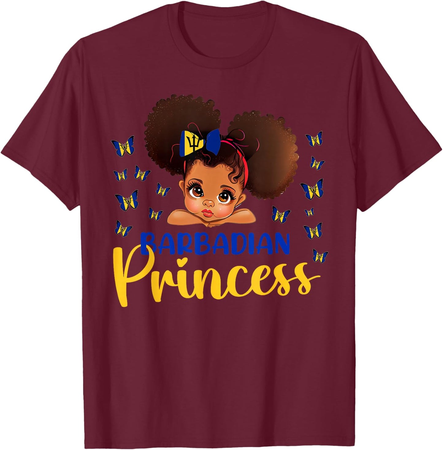 Barbadian Princess Barbados for Black Girls Kids T-Shirt - T-Shirt | Maroon