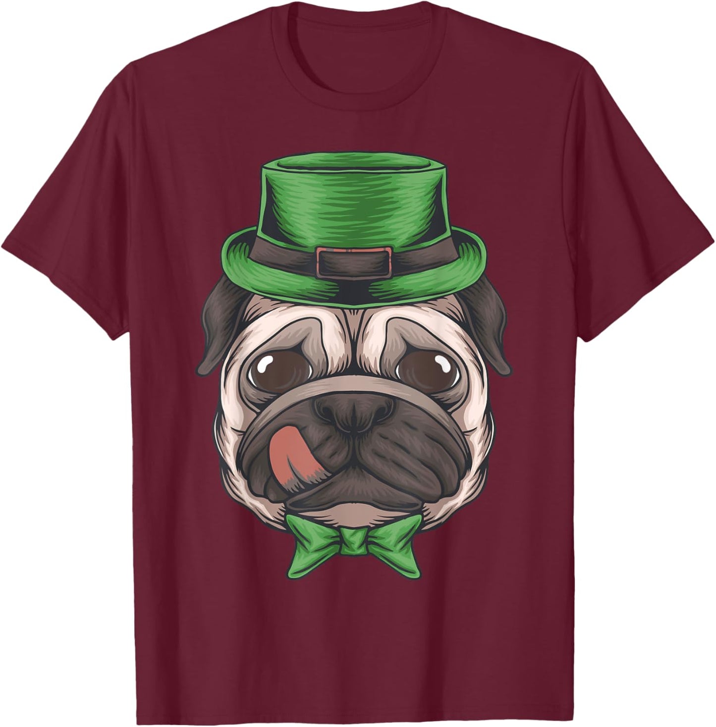 Pug Leprechaun St Patricks Day Dog Boys Men Irish Shamrock T-Shirt - T-Shirt | Maroon