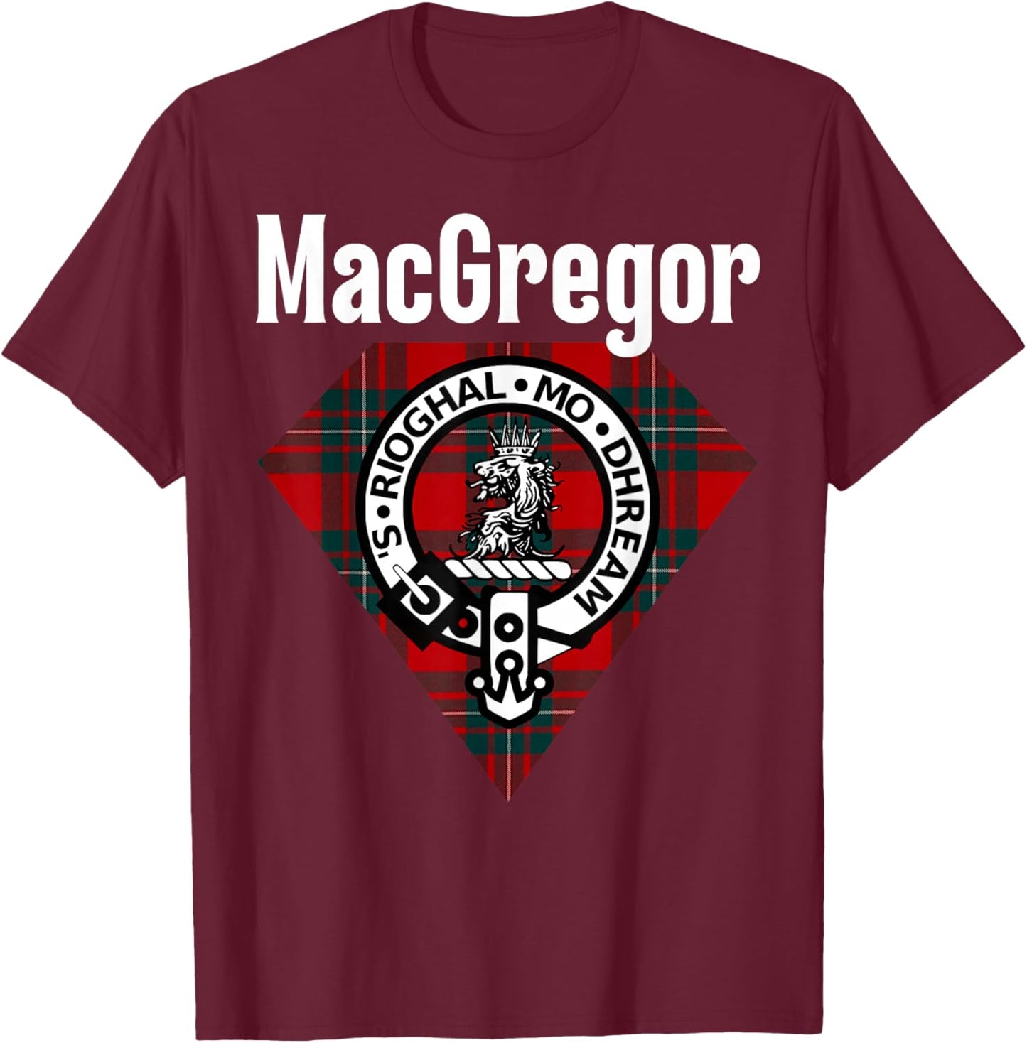 MacGregor Clan Scottish Name Coat Of Arms Tartan T-Shirt - T-Shirt | Maroon