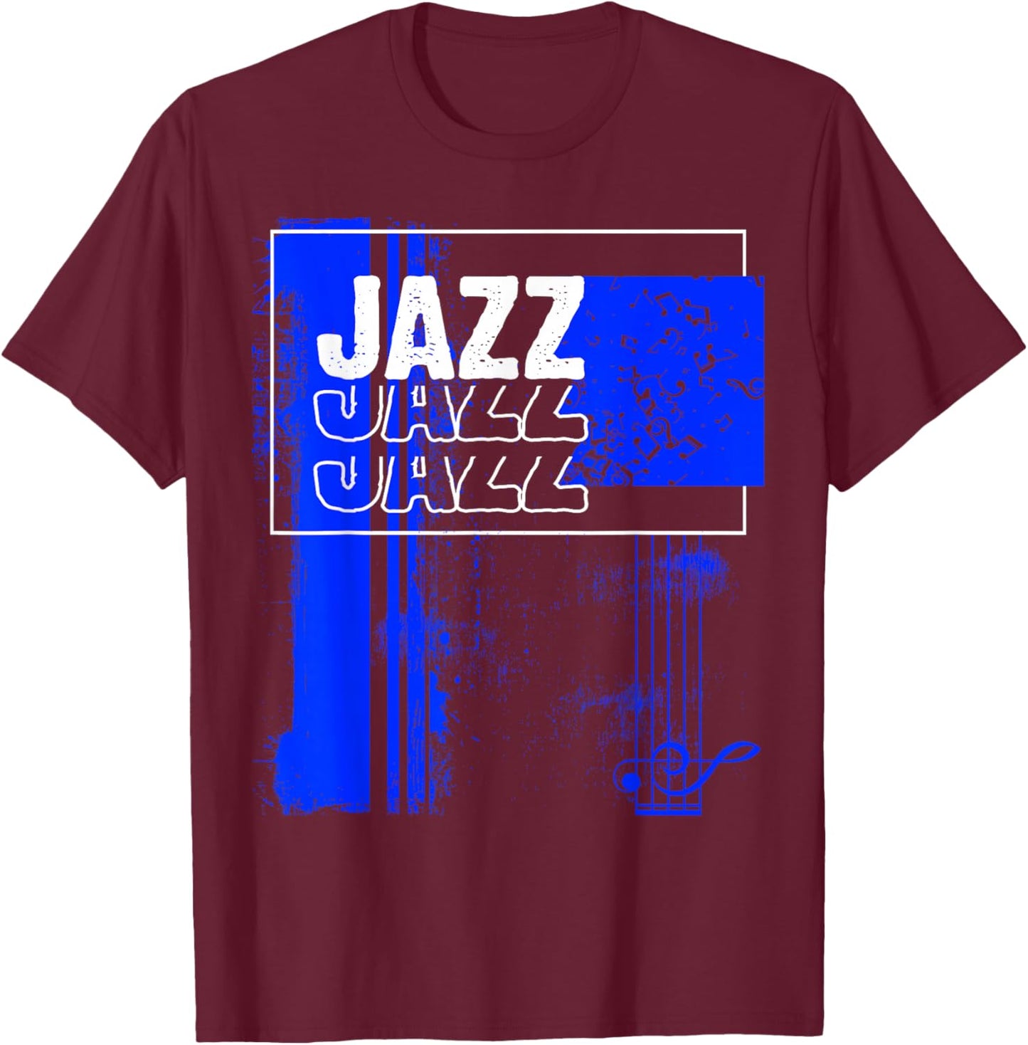 Jazz Musician Blue Notes T-Shirt - T-Shirt | Maroon