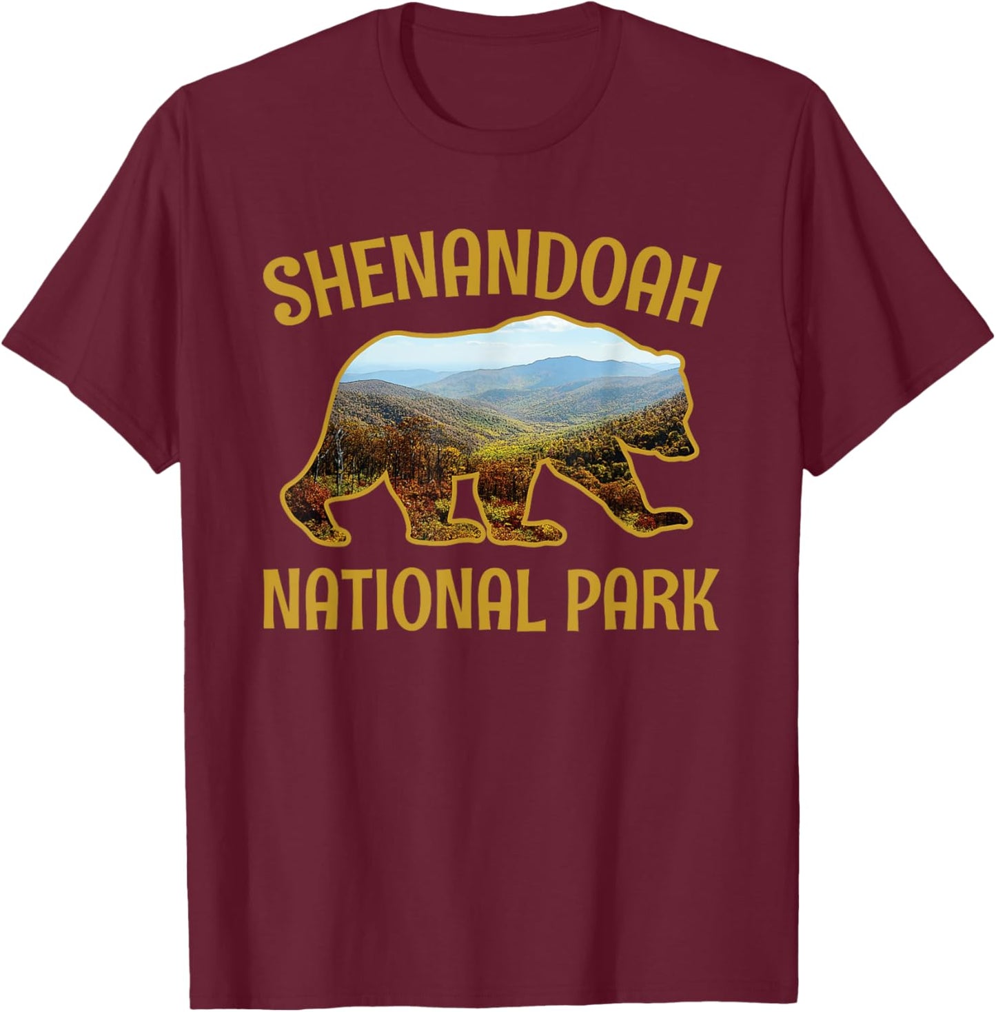 Shenandoah US National Park Virginia Bear Gift T-Shirt - T-Shirt | Maroon
