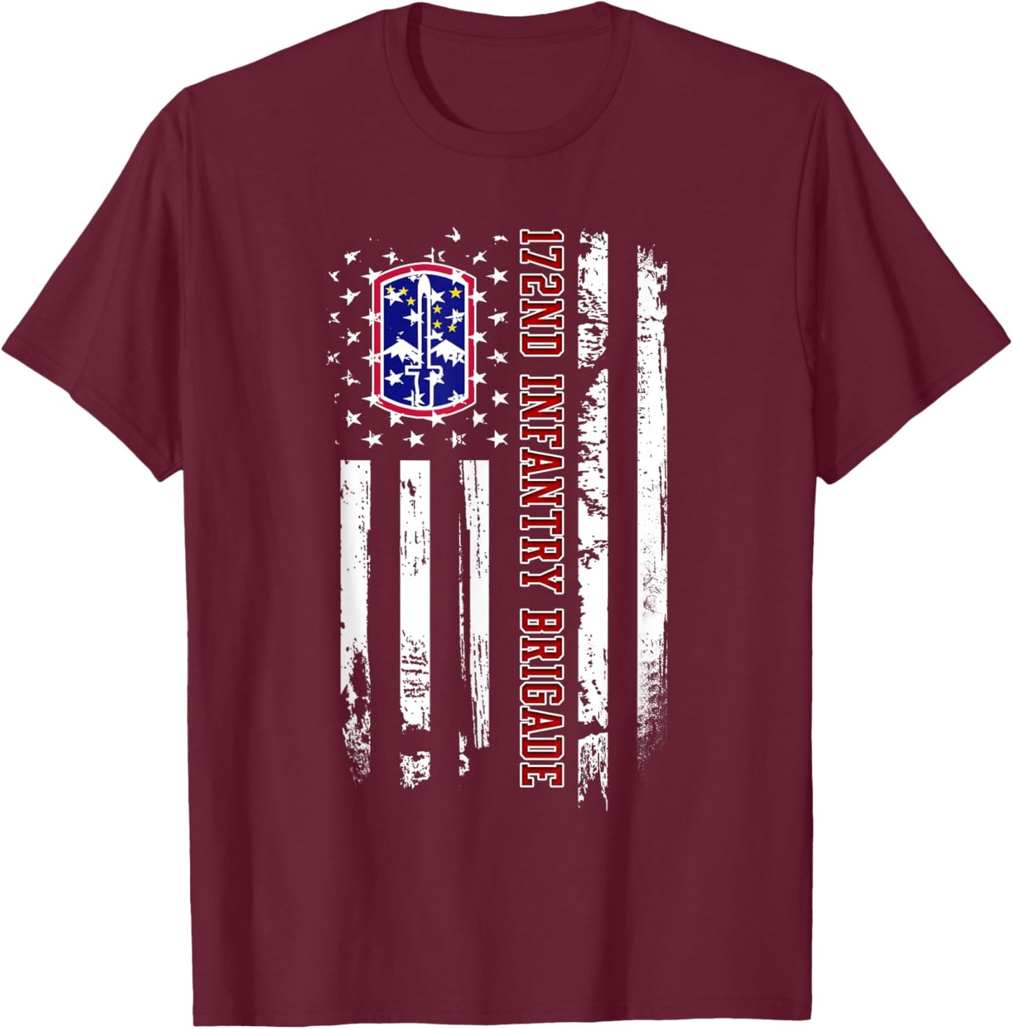 172nd Infantry Brigade Veteran USA Flag Veterans Day Xmas T-Shirt - T-Shirt | Maroon