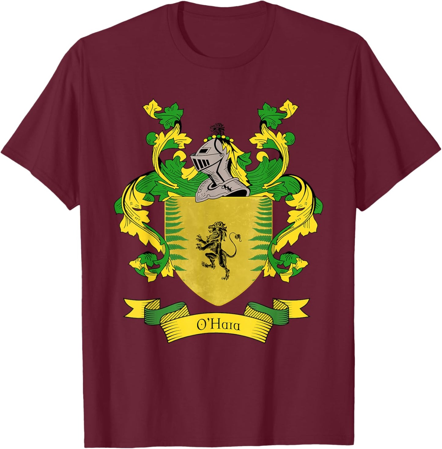 O'Hara Coat of Arms | O'Hara Surname Family Crest T-Shirt - T-Shirt | Maroon
