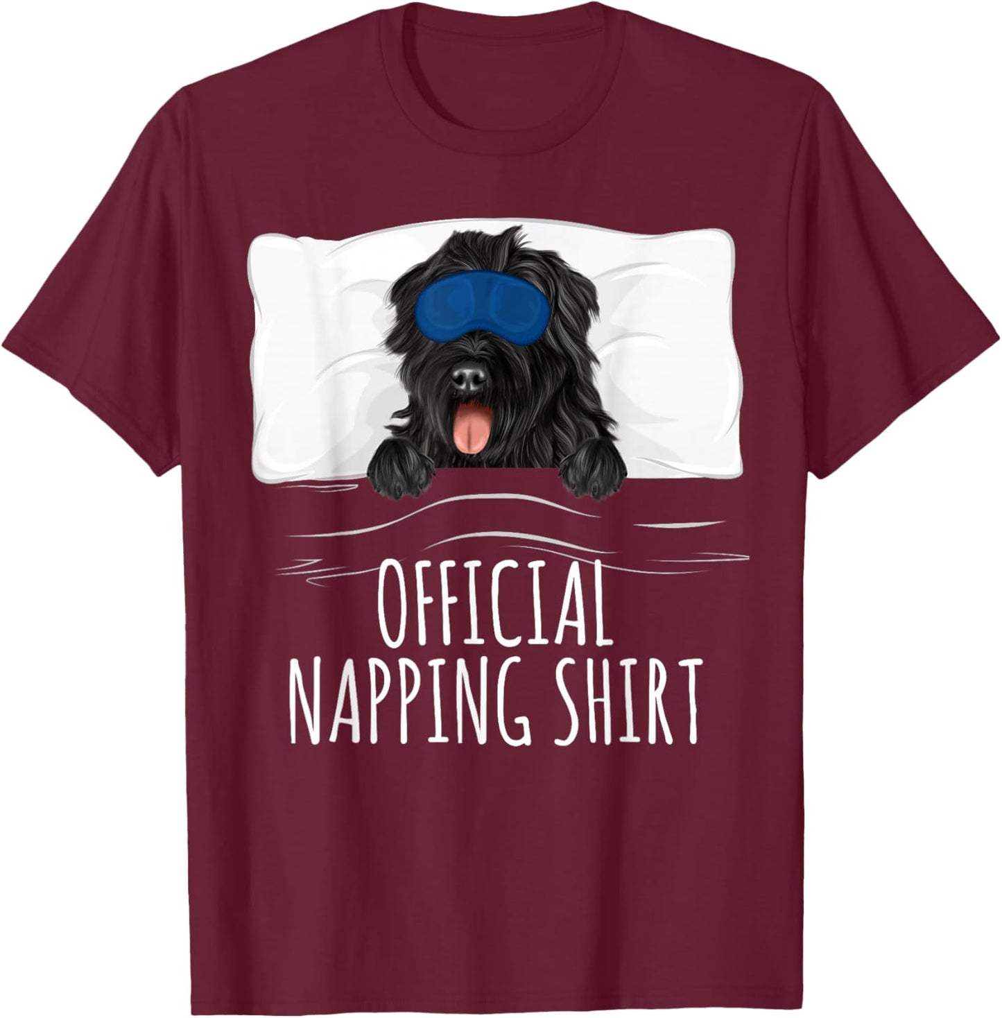 Sleeping Bouvier des Flandres Dog Official Napping T-Shirt - T-Shirt | Maroon