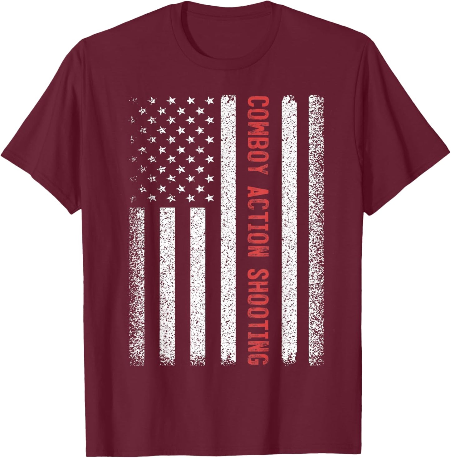 Cowboy Action Shooting American Flag 4th of July T-Shirt - T-Shirt | Maroon
