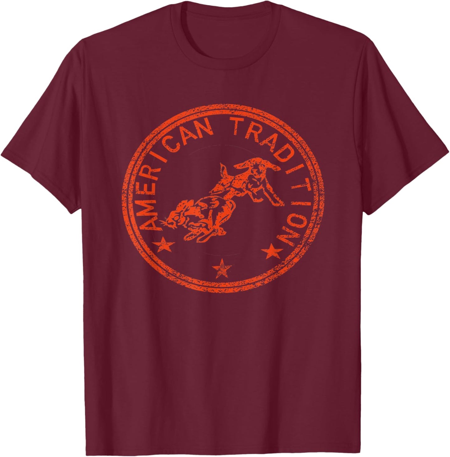 Rabbit Hunter - Beagle - Chasing Tail - American Tradition T-Shirt - T-Shirt | Maroon