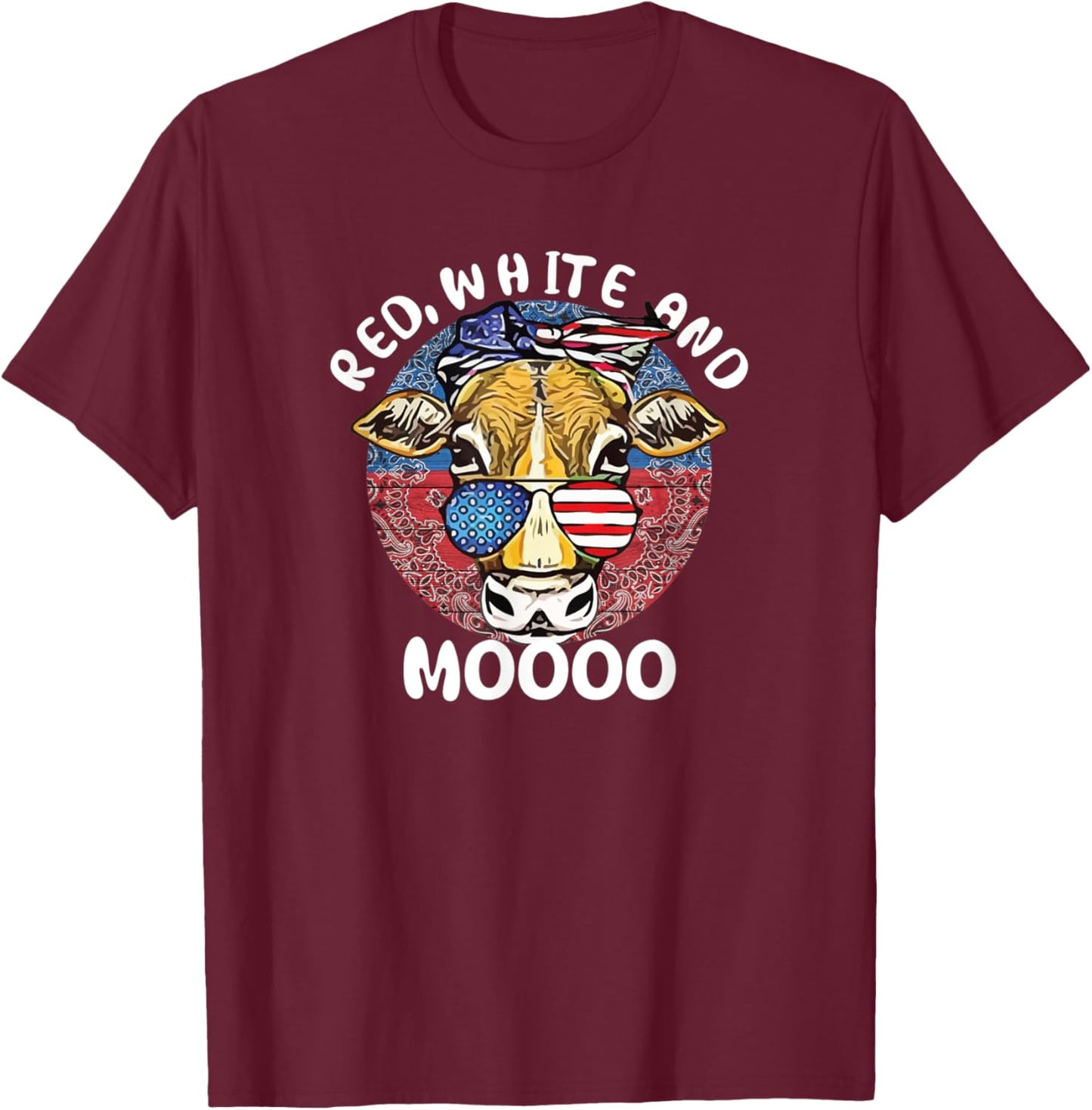 Red White Moo Cow Shirt Farm Clothes Cowgirl Girls T-Shirt - T-Shirt | Maroon