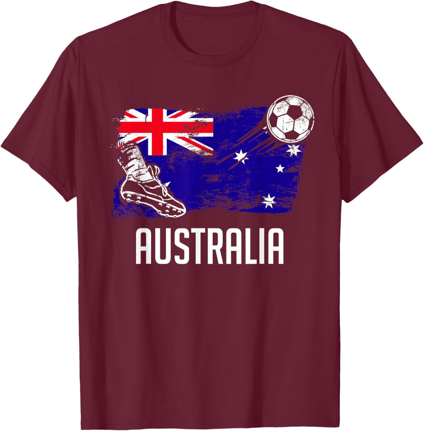 Australia Flag Jersey Australian Soccer Team Australian T-Shirt - T-Shirt | Maroon