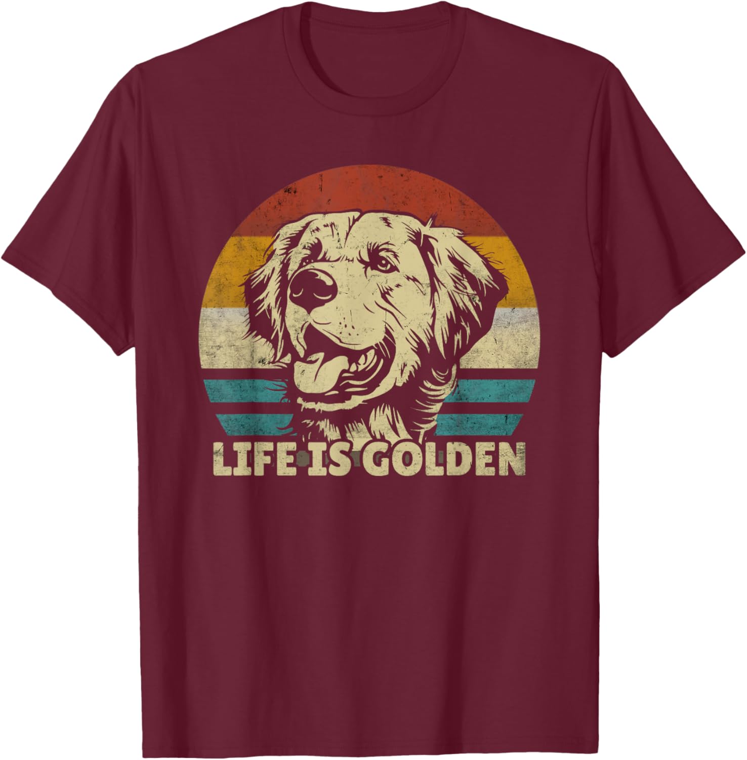 Golden Retriever Hund Life is golden retro vintage T-Shirt - T-Shirt | Maroon