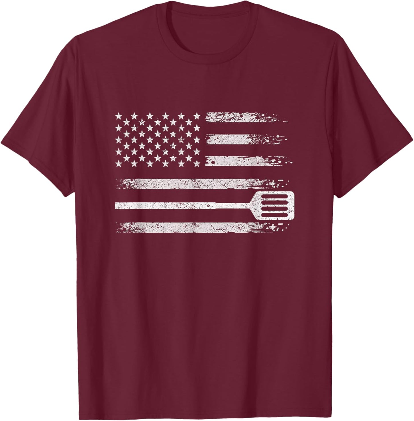 School Cafeteria Amrican Flag - Lunch Lady T-Shirt - T-Shirt | Maroon