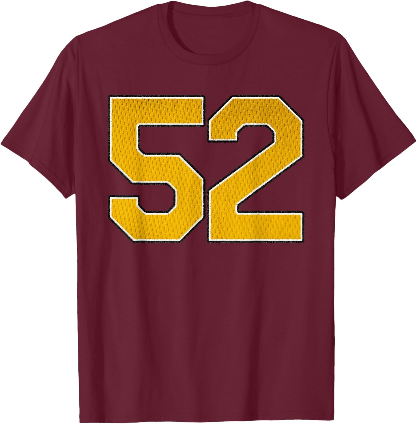 Gold Number 52 Athlete Sports Jersey Supporter Fanwear T-Shirt - T-Shirt | Maroon