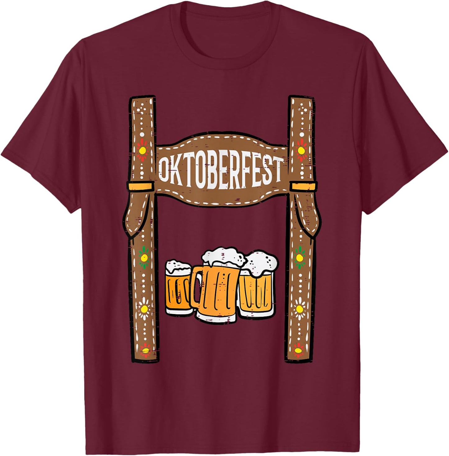 Oktoberfest Lederhosen Costume German Bavarian Festival Men T-Shirt - T-Shirt | Maroon
