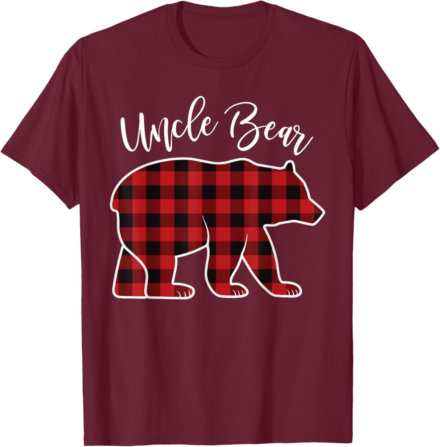 Uncle Bear Pajama Red Buffalo Xmas Funny Family Christmas T-Shirt - T-Shirt | Maroon